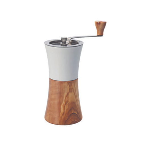 𝗛𝗔𝗥𝗜𝗢 - Moulin à café manuel en bois d'olivier et en céramique